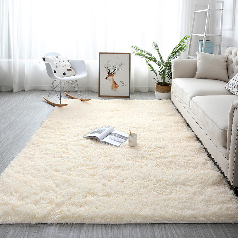 Beige-Yellow Colour Modern Plain Carpet Bedroom Living Room Sofa Rugs Soft Plush Shaggy Rugs