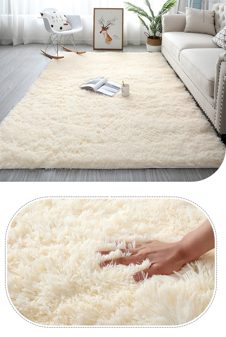 Beige-Yellow Colour Modern Plain Carpet Bedroom Living Room Sofa Rugs Soft Plush Shaggy Rugs