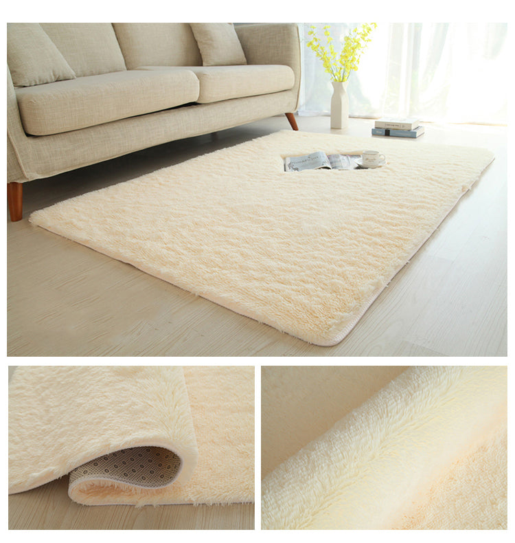 Beige-Yellow Colour Modern Plain Carpet Bedroom Living Room Sofa Rugs Soft Plush Shaggy Rugs