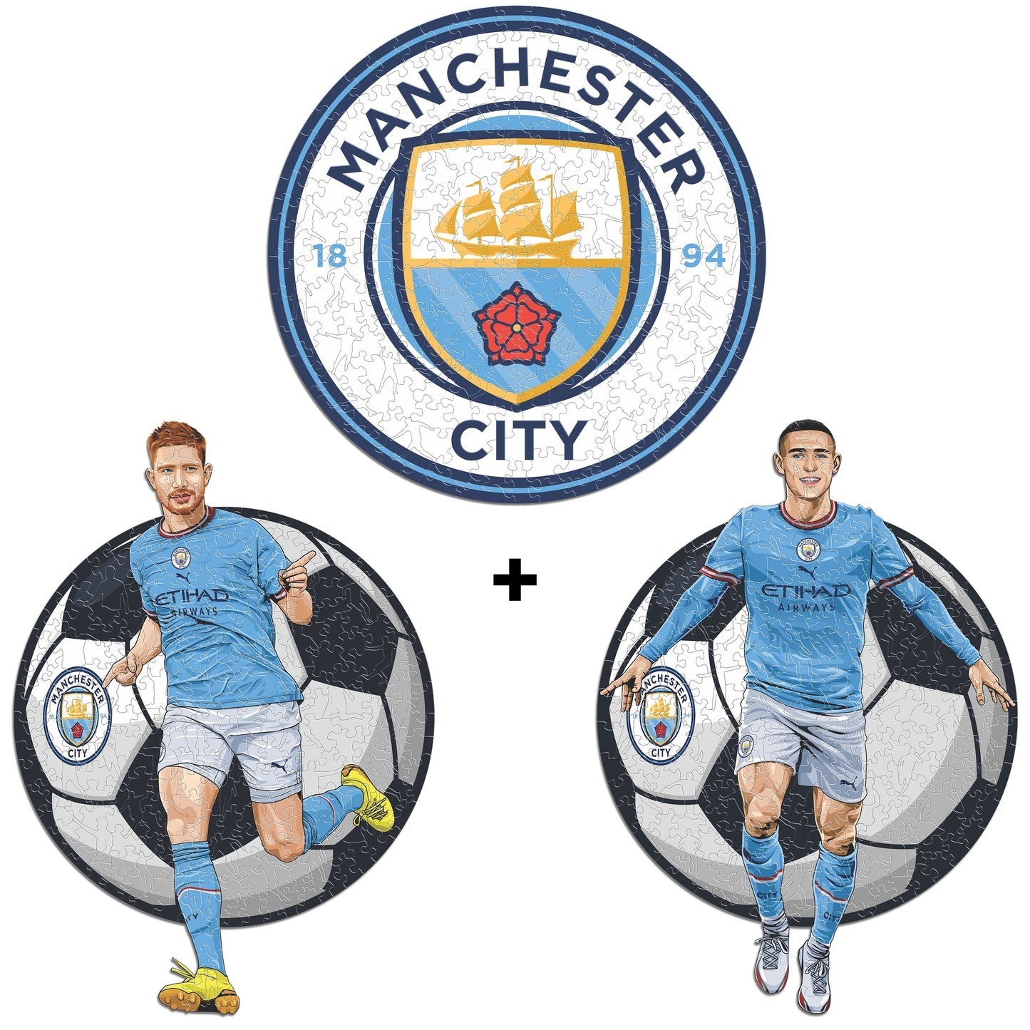 3 PACK Manchester City FC® Logo + De Bruyne + Foden