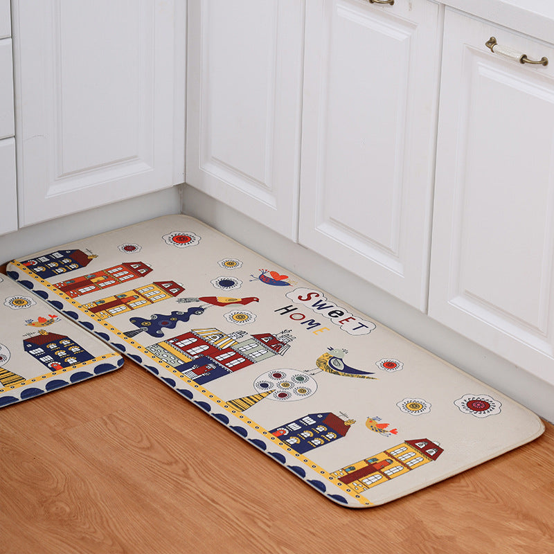 Colourful Sweet Home Houses Patterned Entryway Doormat Runners Rugs Kitchen Bathroom Anti-skip Mats