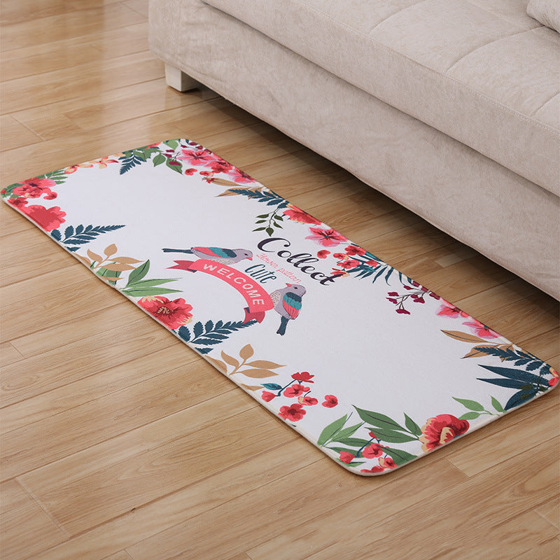 Birds Botanical Floral Patterned Entryway Doormat Runners Rugs Kitchen Bathroom Anti-skip Mats