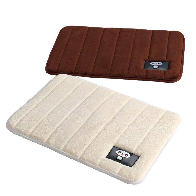 Quality Brown Soft Shaggy Panda Patterned Plain Floor Rugs Entryway Bathroom Doormats Anti-slip Mat