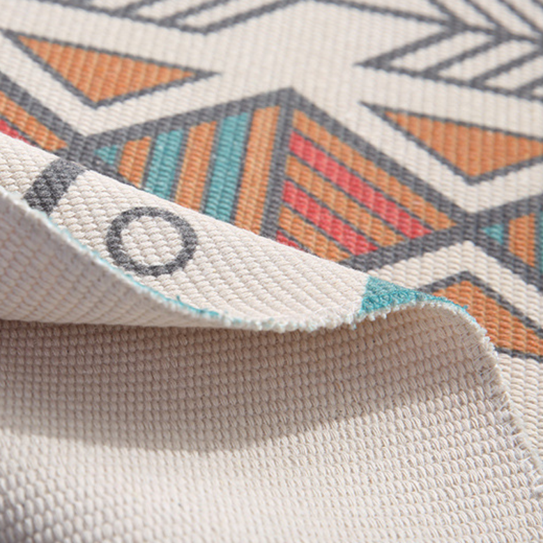 Colourful Geometric Cotton Area Rug with Tassel Hand Woven Floor Carpet Rug for Living Room Bedroom 06