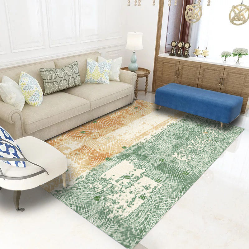 Green Orange Splicing Modern Striped Patterned Non-slip Sofa Rug Table Rug Area Rugs Customizable