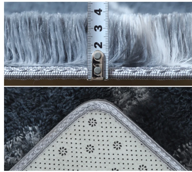 Grey Soft Comfortable Geometric Plush Shaggy Rugs Bedroom Living Room Bedside Rug Floor Mat 03