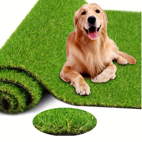 Realistic Artificial Grass Turf Rug - Thick, Durable Synthetic Mat with Drain Holes for Patio, Balcony, Landscape, and Backyard