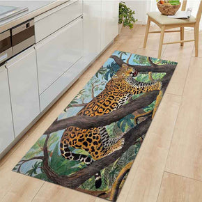 Leopard Animal Modern Patterned Flannel Simplicity Entryway Doormat Rugs Kitchen Bathroom Anti-slip Mats 02