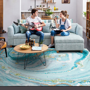 Blue Sea White Beach Gilt Short Pile Living Room Mat Carpets 05