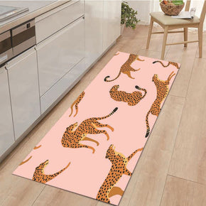 Leopard Animal Modern Patterned Flannel Simplicity Entryway Doormat Rugs Kitchen Bathroom Anti-slip Mats 04