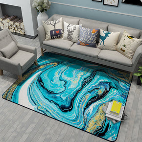 Blue Sea White Beach Gilt Short Pile Living Room Mat Carpets 01