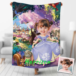 Custom Photo Blankets Personalized Photo Fleece Blanket Painting Style Blanket-Princess29