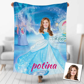 Custom Photo Blankets Personalized Photo Fleece Blanket Painting Style Blanket-Princess07