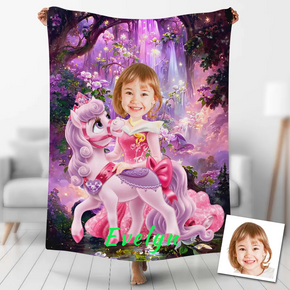 Custom Photo Blankets Personalized Photo Fleece Blanket Painting Style Blanket-Princess08