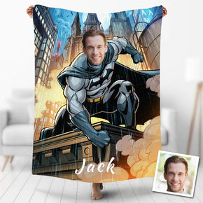 Custom Photo Blankets Personalized Photo Fleece Blanket Painting Style Blanket-Batman 01