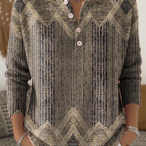Vintage Abstract Geometric Art Print Buttoned Cardigan Sweater