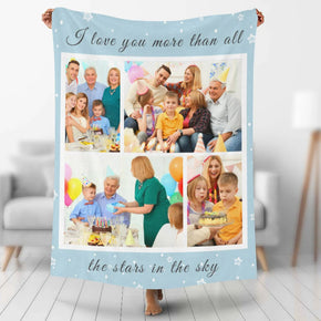 Custom Photo Blankets Personalized Photo Fleece Blanket Painting Style Blanket-For Family 08
