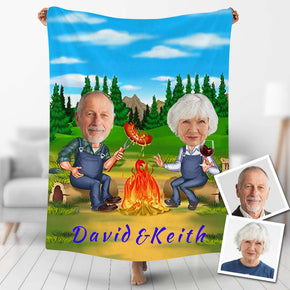 Custom Photo Blankets Personalized Photo Fleece Blanket Painting Style Blanket-For Couple 02