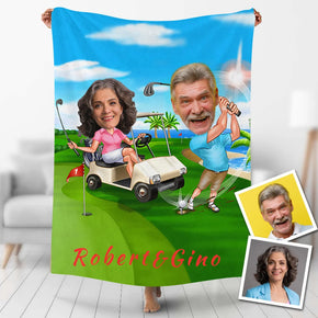 Custom Photo Blankets Personalized Photo Fleece Blanket Painting Style Blanket-For Couple 04