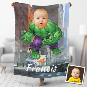 Custom Photo Blankets Personalized Photo Fleece Blanket Painting Style Blanket-The Incredible Hulk11