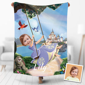 Custom Photo Blankets Personalized Photo Fleece Blanket Painting Style Blanket-Princess16