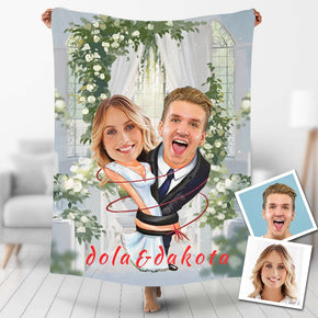 Custom Photo Blankets Personalized Photo Fleece Blanket Painting Style Blanket-For Couple 06