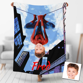 Custom Photo Blankets Personalized Photo Fleece Blanket Painting Style Blanket-Spideman14
