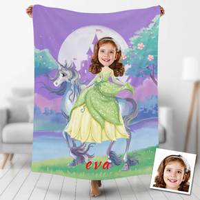 Custom Photo Blankets Personalized Photo Fleece Blanket Painting Style Blanket-Princess30