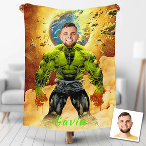 Custom Photo Blankets Personalized Photo Fleece Blanket Painting Style Blanket-The Incredible Hulk07
