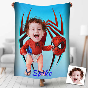 Custom Photo Blankets Personalized Photo Fleece Blanket Painting Style Blanket-Spideman08