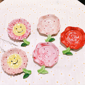 Creative Flower Multifunctional Ceramics Soap Dish Soap Holder