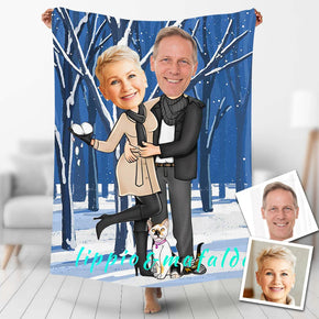 Custom Photo Blankets Personalized Photo Fleece Blanket Painting Style Blanket-For Couple 14