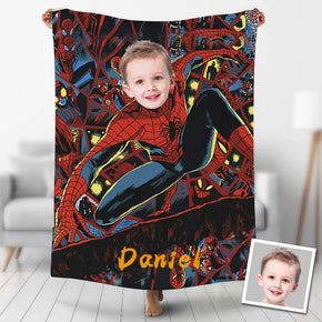 Custom Photo Blankets Personalized Photo Fleece Blanket Painting Style Blanket-Spideman13