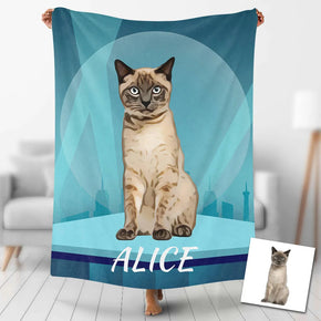 Custom Photo Blankets Personalized Photo Fleece Blanket Painting Style Blanket-For Pet 07