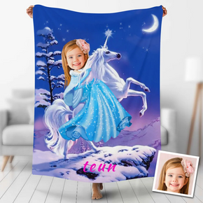 Custom Photo Blankets Personalized Photo Fleece Blanket Painting Style Blanket-Princess18
