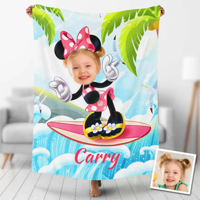 Custom Photo Blankets Personalized Photo Fleece Blanket Painting Style Blanket-Disney 01