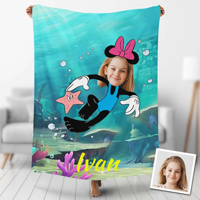 Custom Photo Blankets Personalized Photo Fleece Blanket Painting Style Blanket-Disney 04