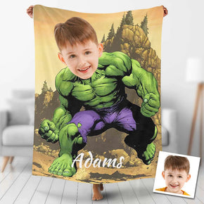 Custom Photo Blankets Personalized Photo Fleece Blanket Painting Style Blanket-The Incredible Hulk01