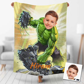 Custom Photo Blankets Personalized Photo Fleece Blanket Painting Style Blanket-The Incredible Hulk04