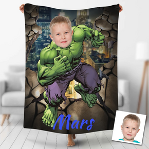 Custom Photo Blankets Personalized Photo Fleece Blanket Painting Style Blanket-The Incredible Hulk05