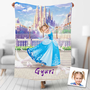 Custom Photo Blankets Personalized Photo Fleece Blanket Painting Style Blanket-Princess01