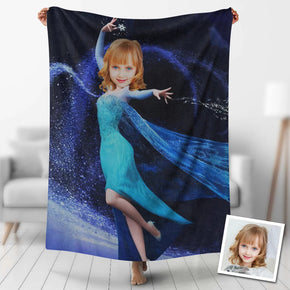 Custom Photo Blankets Personalized Photo Fleece Blanket Painting Style Blanket-Princess03