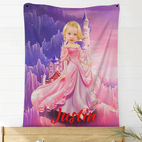 Custom Photo Blankets Personalized Photo Fleece Blanket Painting Style Blanket-Princess04
