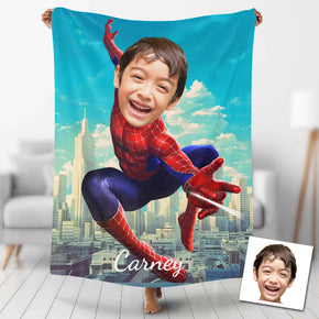 Custom Photo Blankets Personalized Photo Fleece Blanket Painting Style Blanket-Spideman02