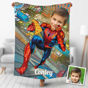 Custom Photo Blankets Personalized Photo Fleece Blanket Painting Style Blanket-Spideman03