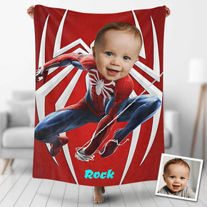 Custom Photo Blankets Personalized Photo Fleece Blanket Painting Style Blanket-Spideman06