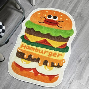 Hamburger Cartoon Carpet Entry Doorway Room Shaped Absorbent Anti-slip Mats