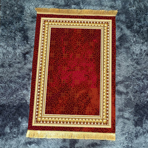 Retro Red Fringe Simple Non-slip Foldable Carpets For Living Room Dining Room Bedroom 09