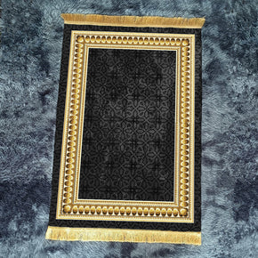 Retro Black Fringe Simple Non-slip Foldable Carpets For Living Room Dining Room Bedroom 10