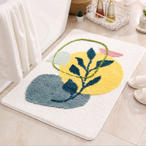 Colourful Leaves Extra Soft Flocking Bath Mats Absorbent Non-Slip Bathroom Rugs 01